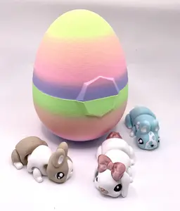 Magical Day Creations 3D Printed Collectible Figurines Easter Egg with 3 Articulated Bunnies, Unisex PLA Filament, Includes 3D Printed Twist Lock Egg