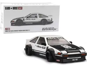 MINI GT x KAIDO HOUSE TOYOTA AE86 SPRINTER TRUENO STREET V1 IN WHITE AND BLACK 1:64 SCALE DIECAST MODEL CAR KHM180-2C