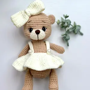 Lina Bear, Handmade Crochet Teddy Bear, Amigurumi, Baby Shower Gift, Plush Toy, Newborn Props, Gift for her, Baby Teddy Bear, Stuffed Animal