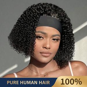 Ronashow 100% Human Hair Headband Wig Curly Deep Wave  Hair Glueless Wigs human hair  Machine Made No Lace deep Wavy Curly Headband Wig Natural Color