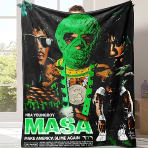 Countdown Sale! NBA YoungBoy MASA | Premium Flannel Throw Blanket | Make America Slime Again | Ultra-Soft & Cozy for Hip-Hop Fans Suitable for all four seasons A gift suitable for fans, friends and children and it can express deep love.