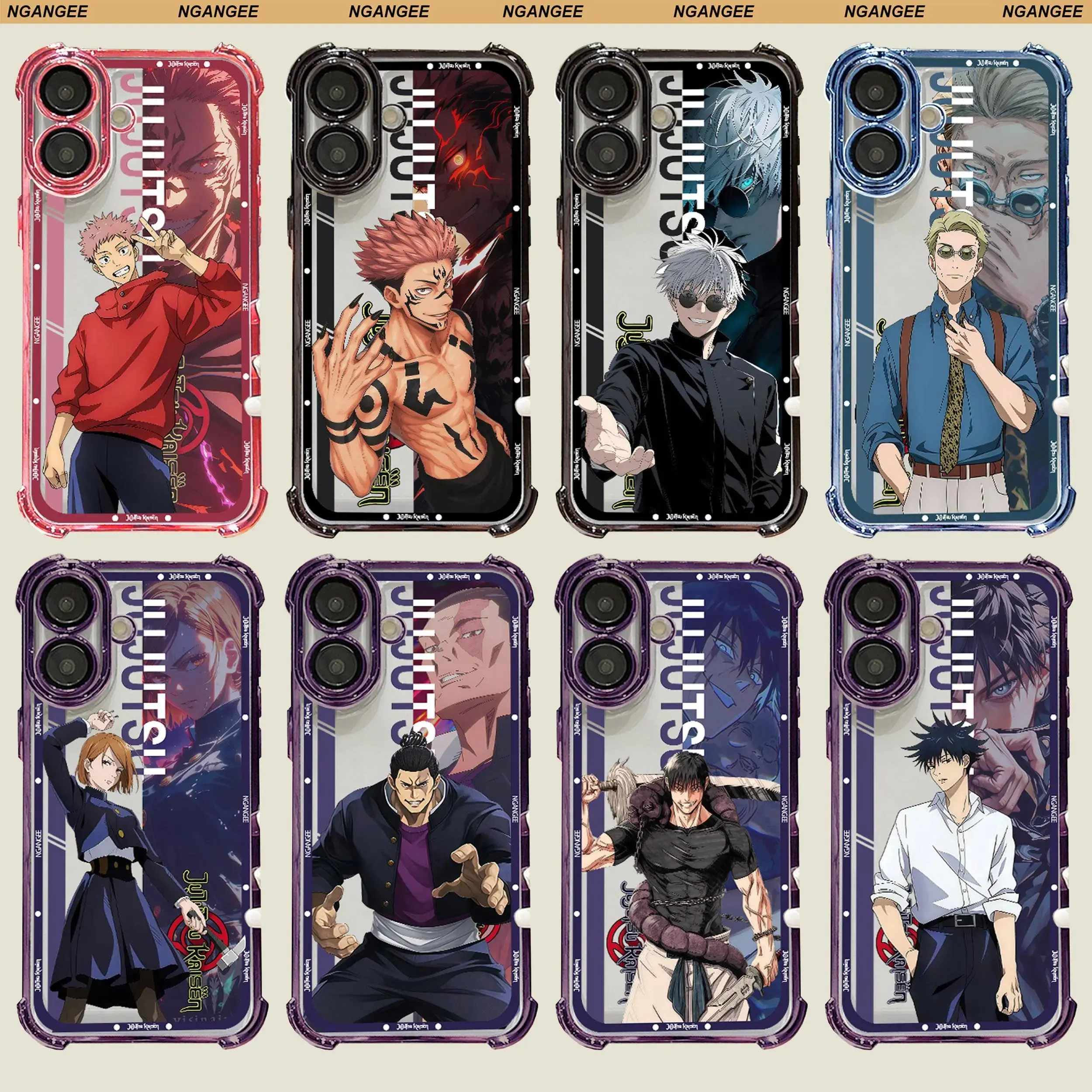 TPU Protective Jujutsu Kaisen (JJK) Anime Smartphone Casing - Colorful Animal Design, Shock Protector, Mobile Phone Accessories for Anime Fans, Compatible with iPhone 17,16,15,14,13,12,11,Pro,Max,Plus Devices