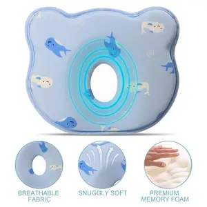 Soft Breathable Memory Foam Baby Pillow Portable Neck Support for Infant Sleeping Prevents Flat Head Ideal for Bebe Travel