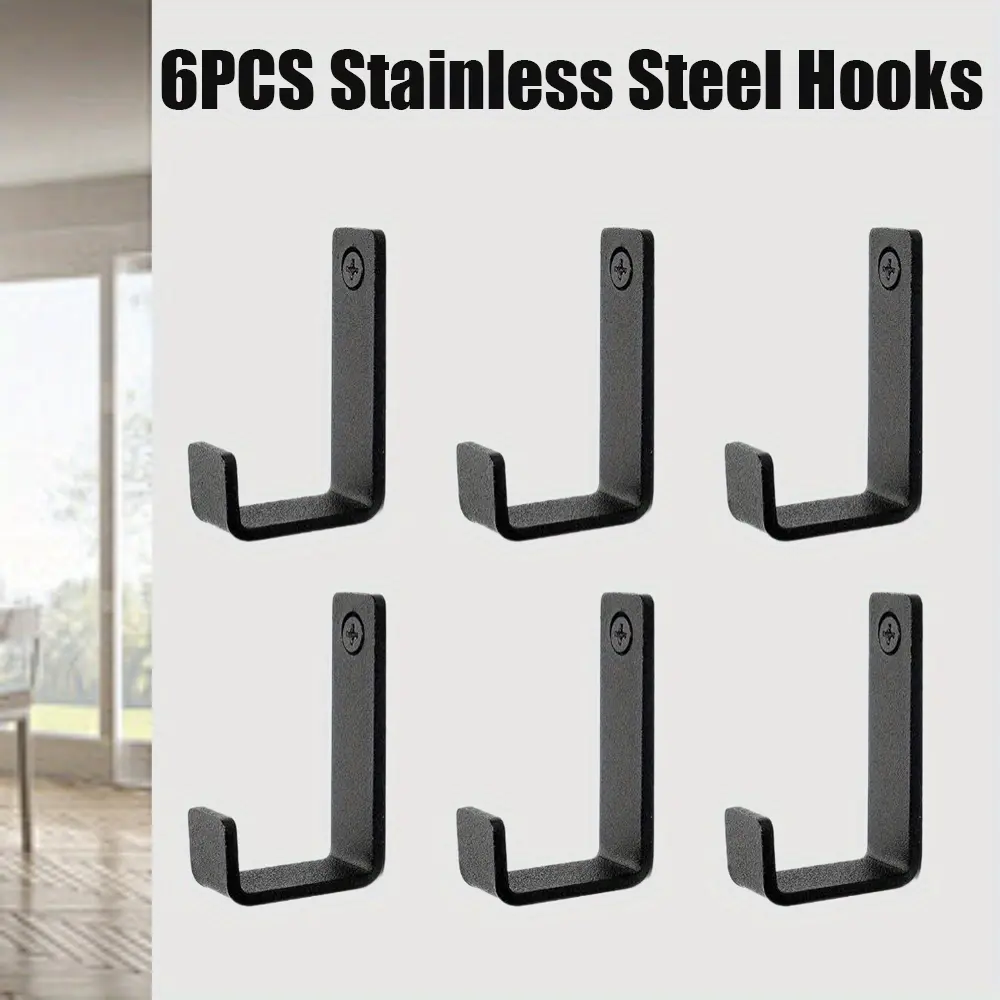 Set of 6 Heavy Duty Stainless Steel Outdoor Wall Hooks - Perfect for Garage & Garden Tool Storage