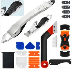 1Set Silicone Caulking Tool Kit, Stainless Steel Caulk Remover Tool, 4 in 1 Grout Removal Tool for Bathroom, Kitchen, Floor, Window, Sink Joint, Frames Seal