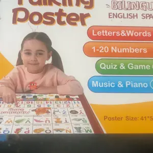 Product Review of Bilingual Talking Wall Chart for Kids – English & Spanish Learning Poster with Songs, ABCs, Numbers, Animal words & Piano – Interactive Educational Toy for Toddlers 1-6 – No Screen, Battery Powered classroom use Alphabet Preschool from a**6