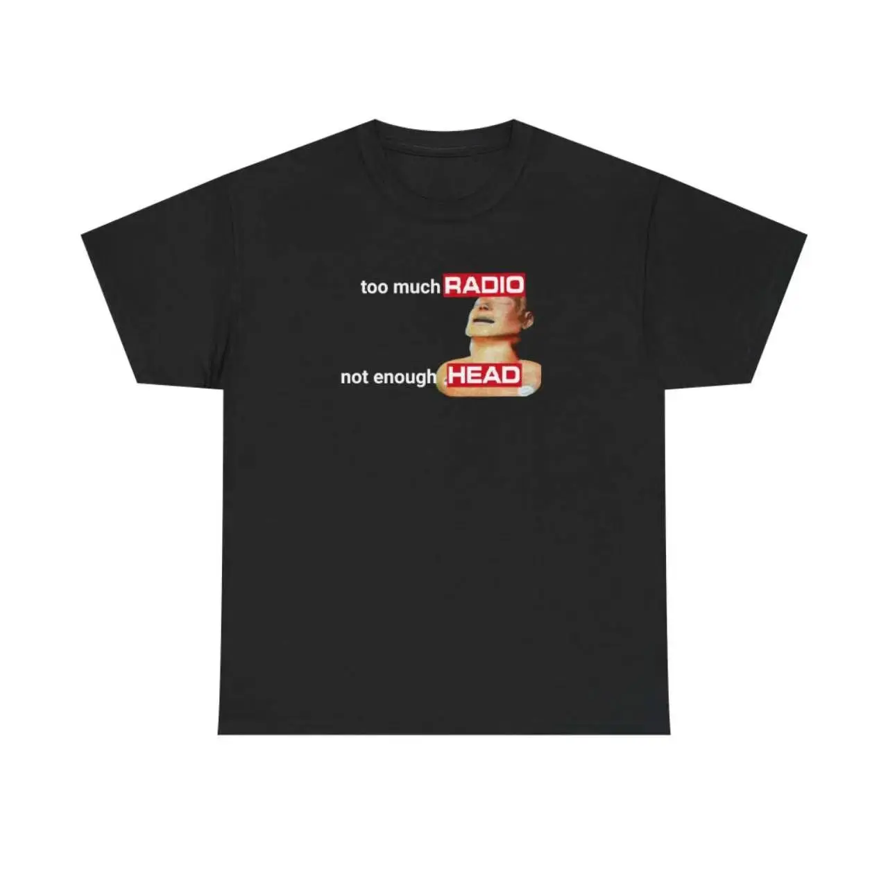 Too Much Radio Not Enough Head  Band Pun Meme Vintage Graphic T-Shirt (No Box Included)