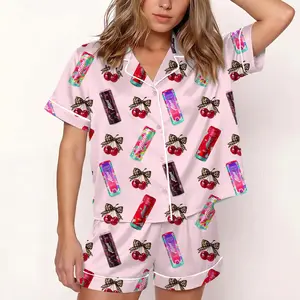Coquette Alani Pajamas Satin Set, Energy Drink Shirt, Mother's Day Gift, Birthday Gift,Pjs For Women, Bridesmaid Gifts, Party