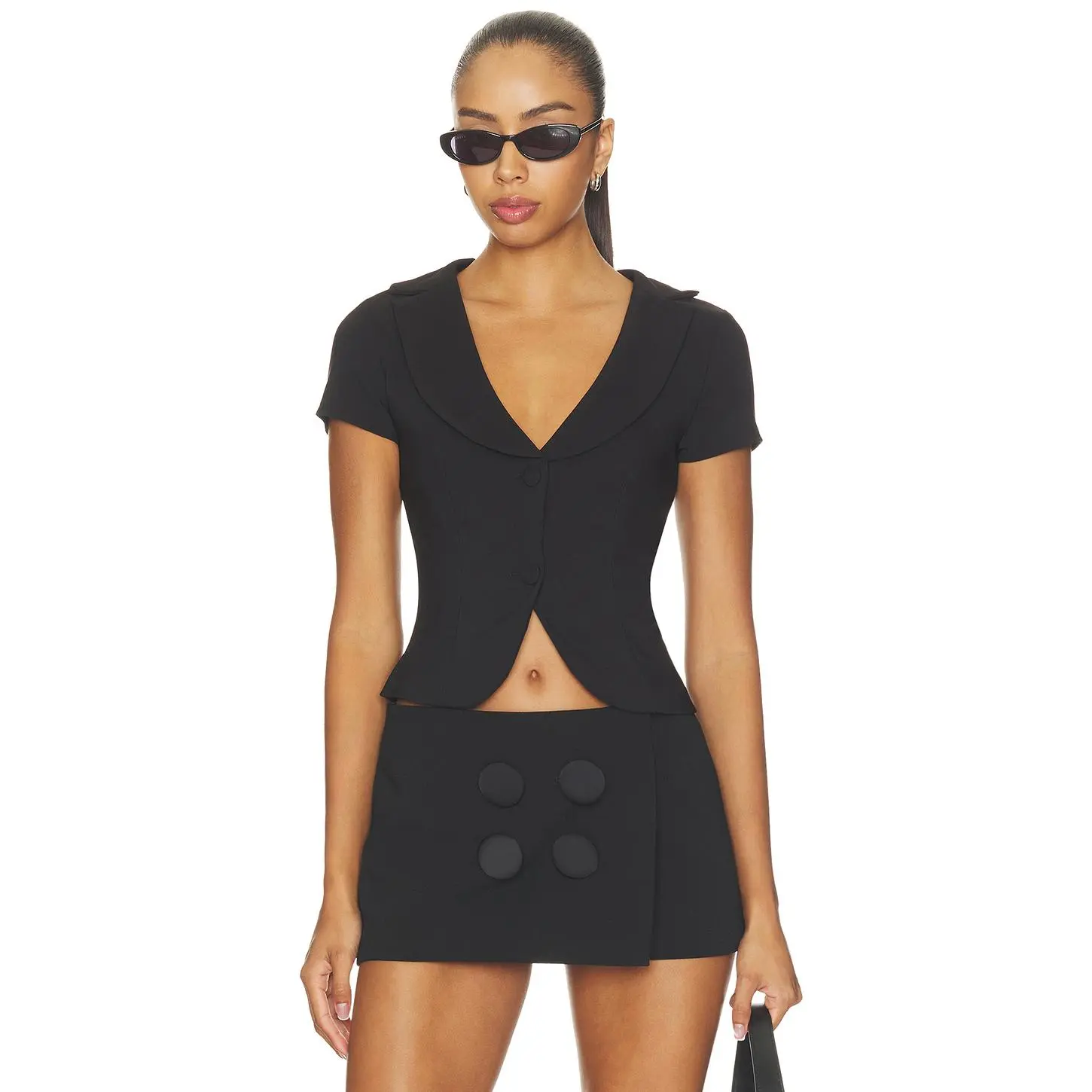 ALL THE WAYS Laurel Short Sleeve Blazer in Black