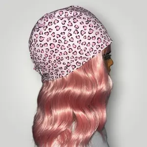 Pink Sweetheart Leopard Satin-Lined Tie Back Scrub Cap