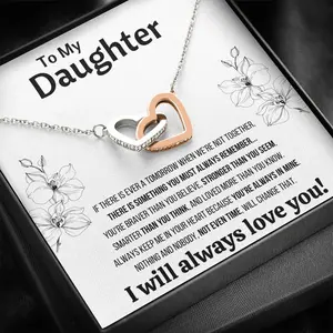 TO MY DAUGHTER "NOT EVEN TIME" INTERLOCKING HEARTS NECKLACE GIFT SET