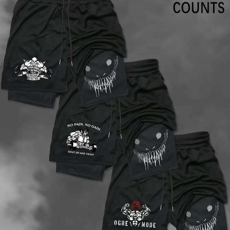 Men's Letter Print Drawstring Waistband Shorts, Regular Fit Casual Jogger Shorts for Summer, Men's Bottoms for Daily Wear, Casual Streetwear Shorts, Athleisure Street Shorts
