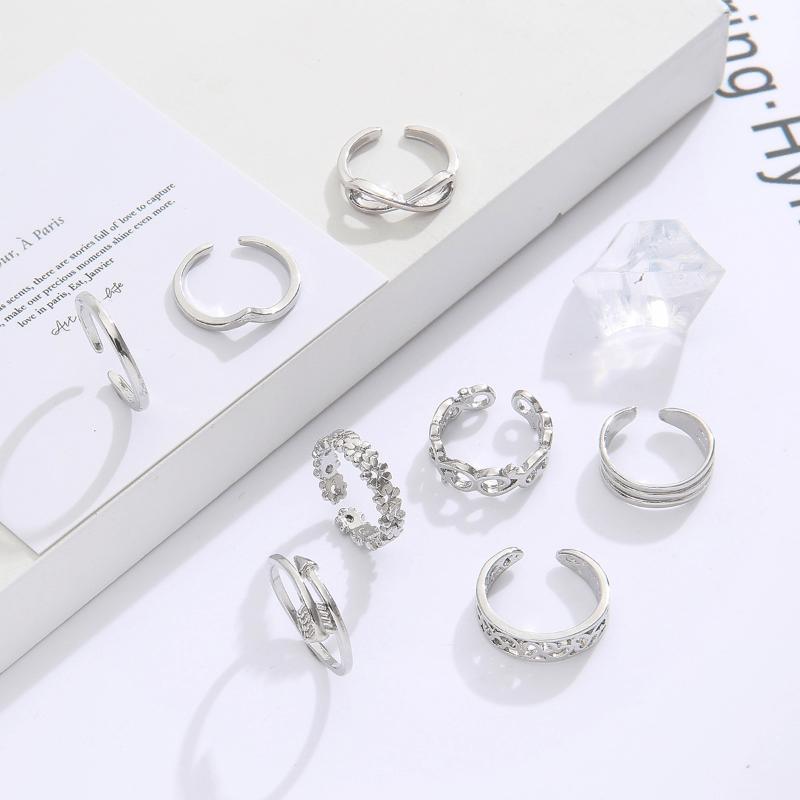8PCS Adjustable Toe Rings for Women Open Toe Ring Knot Toe Ring Summer Beach Foot Jewelry