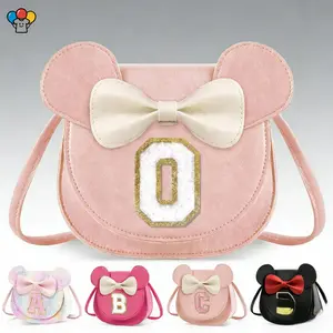 HER-Toddler Purse for Girls 2-9 Years Old Cute Mouse Ear Bow Crossbody Wallet Kids Birthday Gifts Pink Initial Personalized Small Shoulder Bag