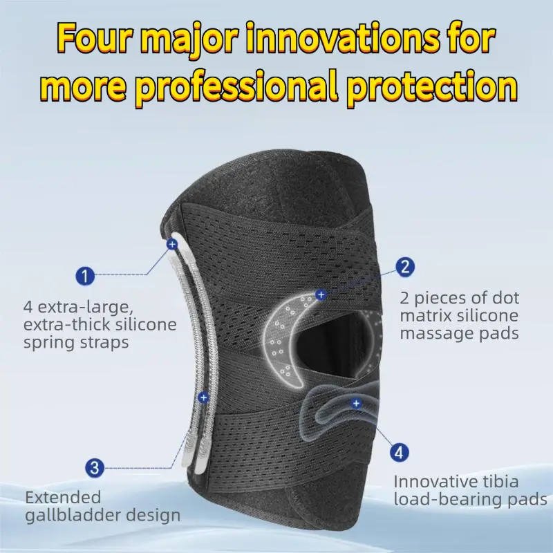 1pc/2Pcs Plus Size Knee Brace for Knee Pain, Compression Knee Support with Air Mesh Fabric, Adjustable Knee Wrap with Side Stabilizers, Ultra-Soft Bandage for Sports, Running, Meniscus Tear, ACL, Arthritis Relief