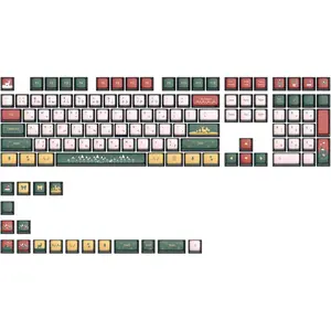 PBT Pudding Christmas Keycaps 129 Set, Custom ASA Profile 4-Side Dark Transparent Key Caps for 60/75/98 Percent Cherry MX Switch RGB Backlit Mechanical Gaming Keyboard ANSI Layout