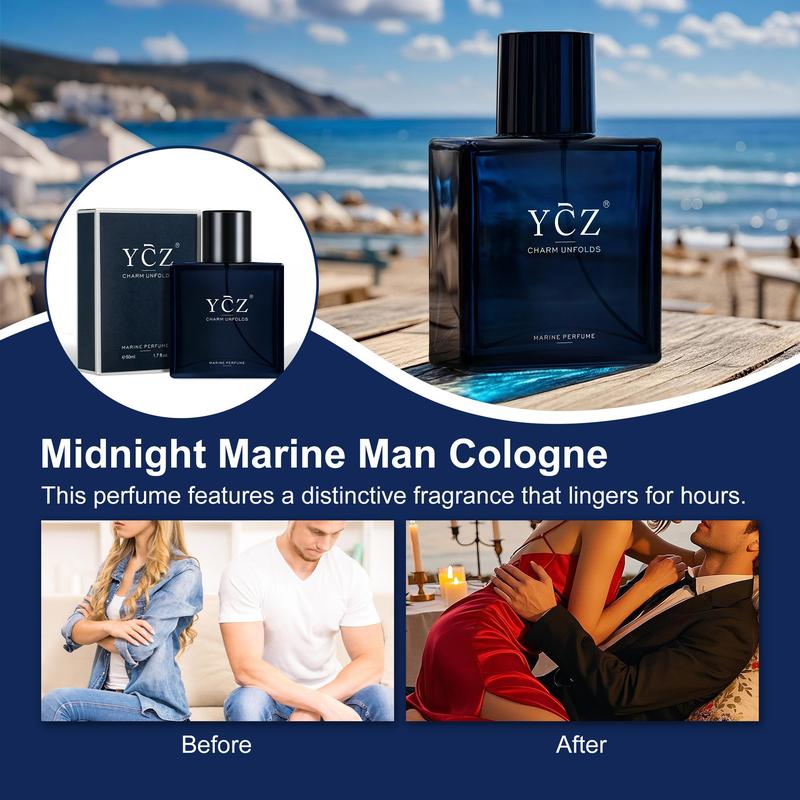 YCZ Midnight Gentleman Eau de Parfum for Men 50ml Lasting Oriental Woody Scented Cologne with Vanilla Orchid Sandalwood Notes Marine Perfume Edp Fragrance Matte Box