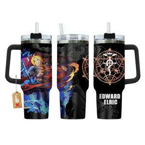 Fullmetal Alchemist Anime Manga 20oz - 40oz Tumbler Stainless Steel with Straw, Double Wall Insulated, With Handle – Perfect Gift for Fans