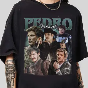 Vintage Pedro Pascal Shirt, Pedro Pascal Tribute Celebrity Shirt, Pedro Pascal Fans Gift, Clothing Casual Fabric Menswear