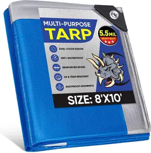 Heavy Duty Tarp Cover, Extra Thick Tarps Waterproof Tear and Rip Proof UV Resistant Tarpaulin with Reinforced Grommets and Edges