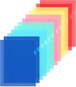 WOT I 12 Pack Clear Document Folders, Plastic Transparent Folders Copy Safe Project Pockets, for Letter Size Sheets, 6 Vibrant Color