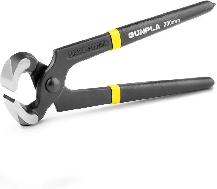 8 inches (200mm) Gunpla High-Carbon Steel 2-in-1 Precision Flush Cutter Pincers Wirepliers - 24mm Jaw Clearance, Ergonomic Vinyl Grip, Heavy-Duty Premium Materials, Rust Prevention, Wood-Safe Single Tool for DIY Users (Molding, Nail Removal)