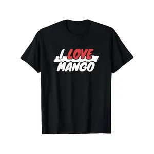 Men'S "I Love Mango" Graphic T-Shirt - Bold Red & White Letter Print, 100% Cotton 180gsm Regular Fit Casual Tee, S-XL Sizes for Summer & Casual Attire, Round Neckline Shirt, Lightweight Fabric, Streetwear Style Printed Top, Streetwear Lovers