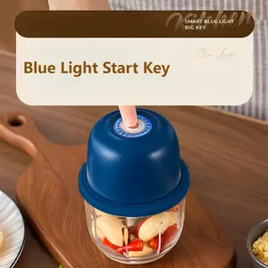 Electric Mini Garlic Chopper Food Processor USB Rechargeable Portable Small Food Chopper for Garlic Ginger Chili Vegetables with Free Garlic Peeler Macaron Color
