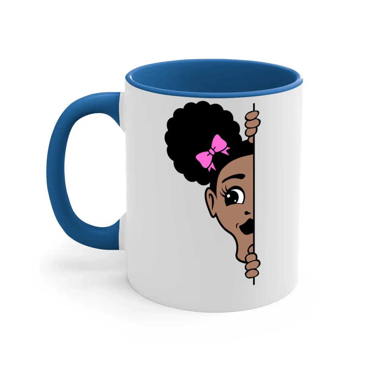 afro puffs girl peekaboo 83#- Black women - Girls-Mug / Coffee Cup Ceramic Drinkware