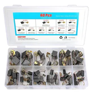 60 count Electric  Carbon Brushes Set, 10 Assorted Sizes Graphite & Copper Replacement  for Power Tools, Drills, Saws, Grinders, Motors