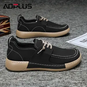 Men's Business Low-Top Simple Sports Shoes - Black Round-Toe Flat Shoes, suitable for casual wear in spring, summer and autumn. Comfortable rubber sole. Versatile for both men and women.