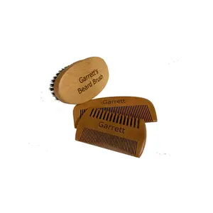 Personalized Gift, Beard Styling, Beard Comb and Brush, Engraved Gift, Wood Beard Comb, Boar Hair Bristle Brush. Perfect Gift for Men Haircare Daily