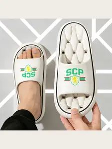 Green Lion Pattern Slippers for Men Women Comfortable Indoor Outdoor Non-Slip House Shoes Soft Sole Lightweight Home Slippers Casual Daily Wear Breathable Footwear