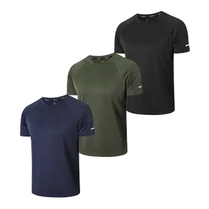 3 Pcs Men's Solid Color Quick Drying sports Tee, Breathable Round Neck Short sleeve T-shirt for Casual Sportswear for Men