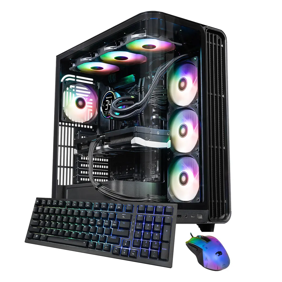 iBUYPOWER Trace TBA7N57T01 Liquid Cooled Gaming Desktop Computer, AMD Ryzen 7 9800X3D 4.7GHz, 32GB RAM, 2TB SSD, NVIDIA GeForce RTX 5070Ti 16GB, Windows 11 Home, Black