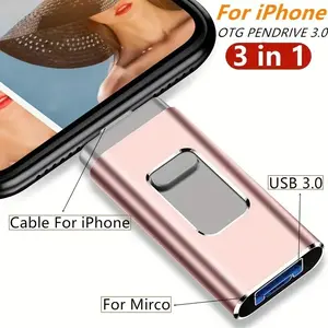 4-in-1 External Flash Drive for iPhone & Type-C & Android & Computer, USB 3.0 Memory Stick Photo Stick Thumb Drive, Photo & File Backup with App, Portable OTG PenDrive, 64GB 128GB 256GB 512GB 1TB, Christmas Gift for Boyfriend & Husband & Wife