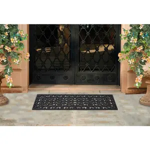 Black Paisley Large Rubber Doormat 18"X48"