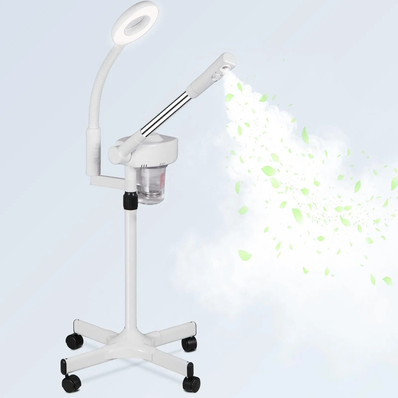 Zeny Professional 2-in-1 Facial Steamer with 5X Magnifying Lamp, Adjustable Arm & UV Ozone Mist for Deep Pore Cleansing, Stainless Steel Stand