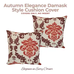 Autumn Elegance Pillow Throws Set of 2, 18x18 Inch Decorative Handmade cushion Cases for Farmhouse Decor, Sofa, Couch—Indoor/Outdoor, Floral Pattern