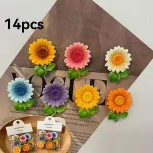14 Cute Sunflower Decorative Refrigerator Magnets, Colorful Flower Home Decor, Creative Blackboard Stickers, DIY Wall Decoration, Perfect Gift for Women, Refrigerator Decorating Magnet