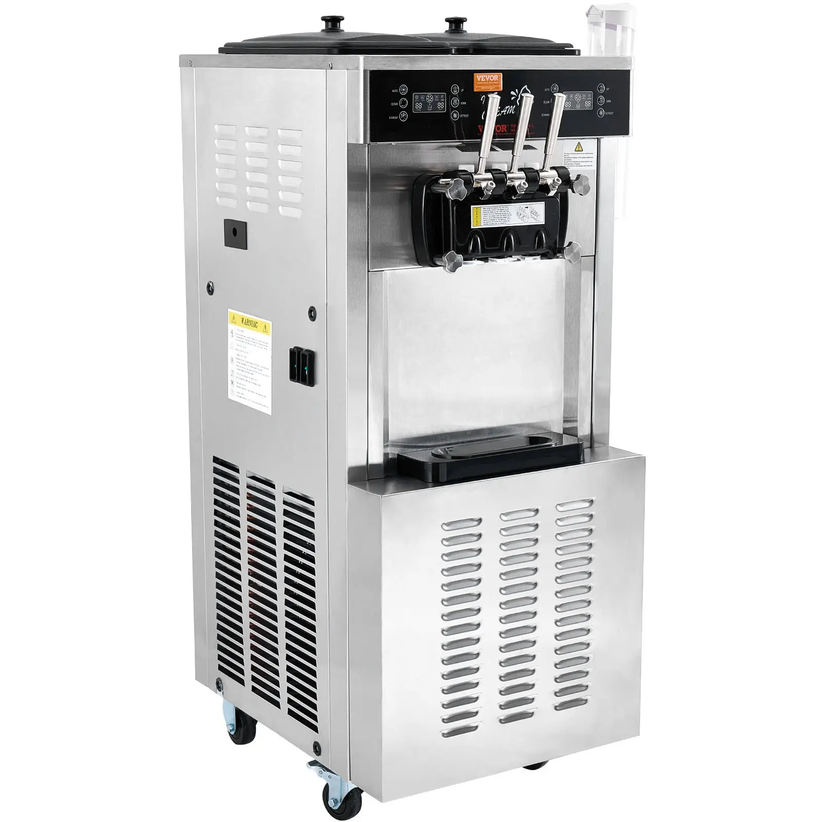 VEVOR Commercial Hard Serve Ice Cream Machine - 20-25L/H Yield, 2400W 1-Flavor, 8L Stainless Steel Cylinder, Digital Display, Automatic Clean, Adjustable Hardness, for Restaurant Dessert Lovers [Summerfinds]