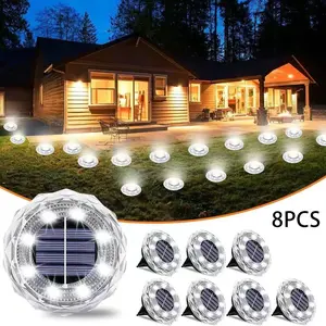 8pcs Solar Ground Lights, Waterproof Outdoor Landscape Lighting, Solar Pathway Lights, Garden Lanterns for Paths, Yards, Patios, Lawns, Decks, Pools, Walkways