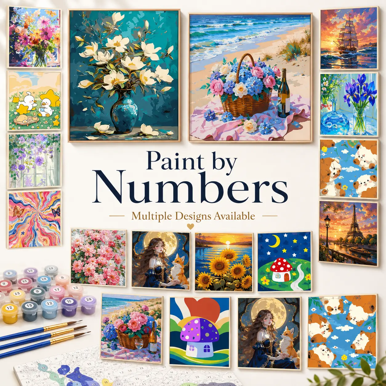 NumberBloom Paint by Numbers Kit for Adults & Teens,16"x20" Multiple Designs Available, DIY Acrylic Canvas Painting Set with Brushes & Paints, Relaxing Creative Gift for Home Decor