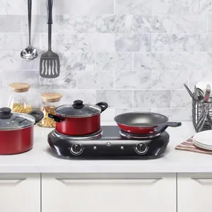 Double Burner, 1800 W, Black Electric Cooktop, 1 Each, Assembled Product