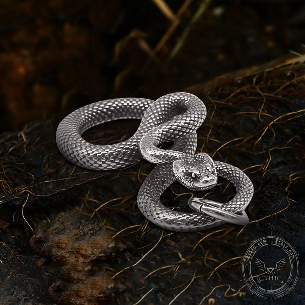 GTHIC Ferocious Coiled Snake Stainless Steel Animal Pendant for Men and Women Fashion Accessories Daily Wear