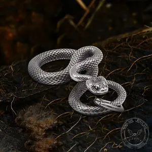GTHIC Ferocious Coiled Snake Stainless Steel Animal Pendant for Men and Women Fashion Accessories Daily Wear