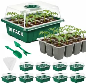 10 Pcks Seed Starter Tray 120 Cells Seed Starter Kit with Humidity Dome, Seed StartingTrays for Seed Seedling Planting Starter, Mini Greenhouse Plant Germination Trays（Green）