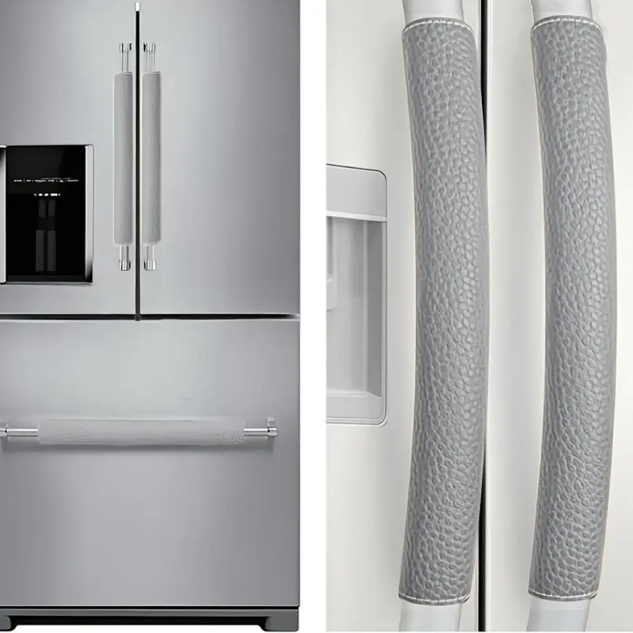 PU Leather Refrigerator Handle Covers Set of 2, Oil-Resistant Shockproof, Anti-Fingerprint, Dustproof, Suitable for Dishwasher and Oven