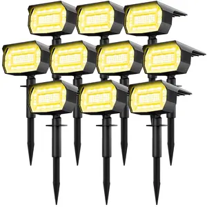 Solar Spot Lights Outdoor, [10 Pack/72 LED/3 Modes] 2-in-1 Solar Landscape Spotlights, Auto On/Off IP67 Waterproof Solar Powered Wall Lights for Front Door, Backyard, Garage, Deck(Warm White)