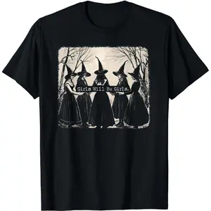 Premium model-Unisex-100% cotton-Transfer-DIY-Girl Will Be Girl, Funny Witch, Witchy Vibes T-Shirt Casual Anniversary  Customized Beach Fabric Top Womenswear